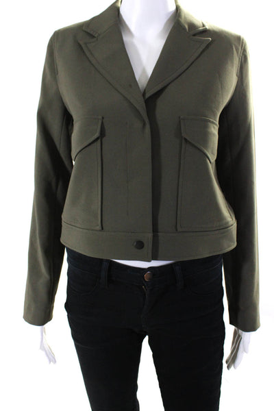 Vince Camuto Womens Cropped Snap Closure Lightweight Jacket Green Size 2