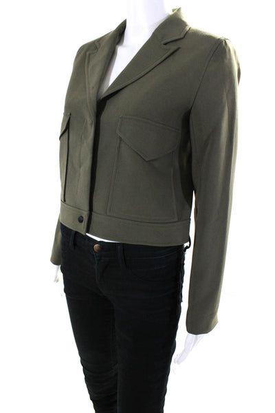 Vince Camuto Womens Cropped Snap Closure Lightweight Jacket Green Size 2