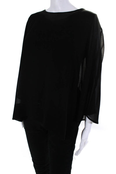 Melissa Nepton Womens 3/4 Sleeve Scoop Neck Oversized Top Black Size Large