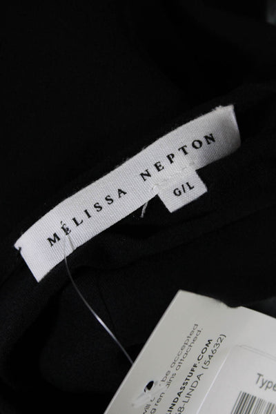 Melissa Nepton Womens 3/4 Sleeve Scoop Neck Oversized Top Black Size Large