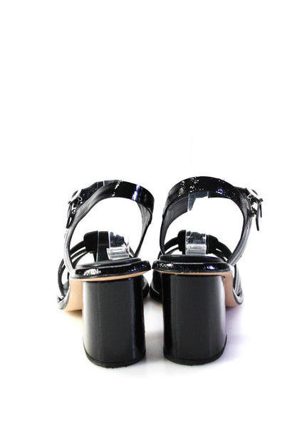 Vicenza Womens Block Heel Ankle Strap Patent Leather Sandals Black Size 9