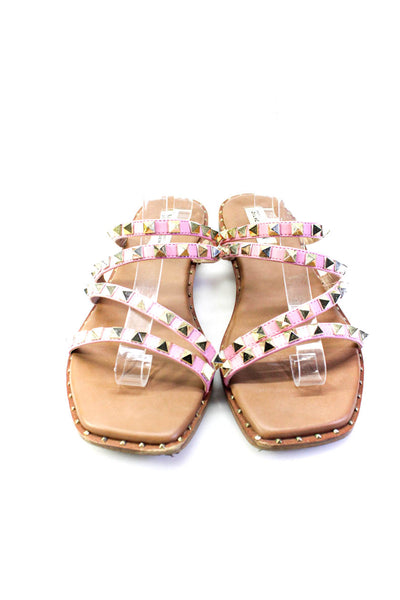 Steve Madden Womens Spike Studded Strappy Sandals Pink Brown Size 9 9.5 Lot 2