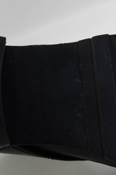Calvin Klein Jeans Womens Back Zip Double Monk Combat Boots Black Leather Size 9