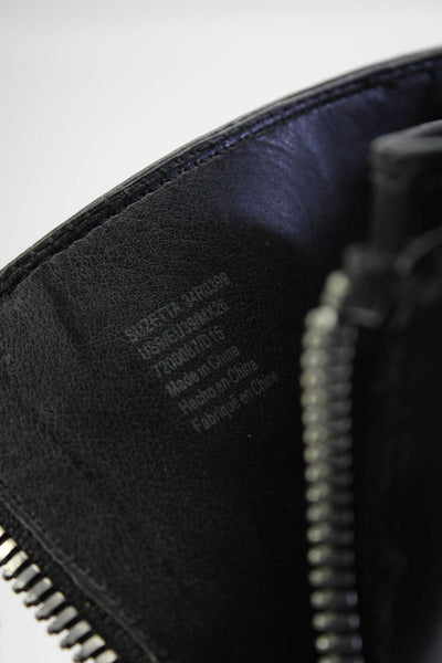 Calvin Klein Jeans Womens Back Zip Double Monk Combat Boots Black Leather Size 9