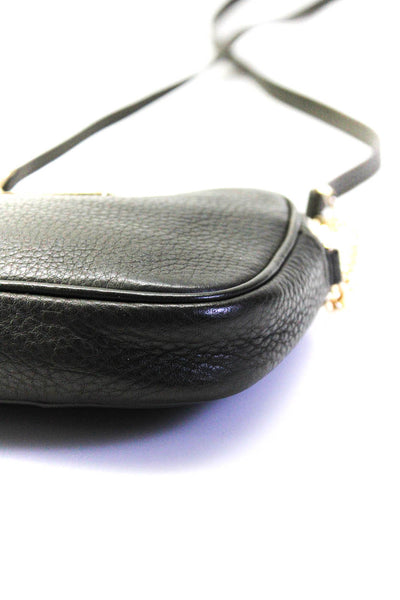 Michael Kors Womens Leather Pebbled Top Zip Square Crossbody Handbag Black Small