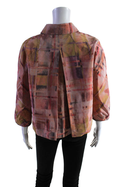 Piazza Sempione Women's Long Sleeves Lined Button Up Jacket Orange Size 42