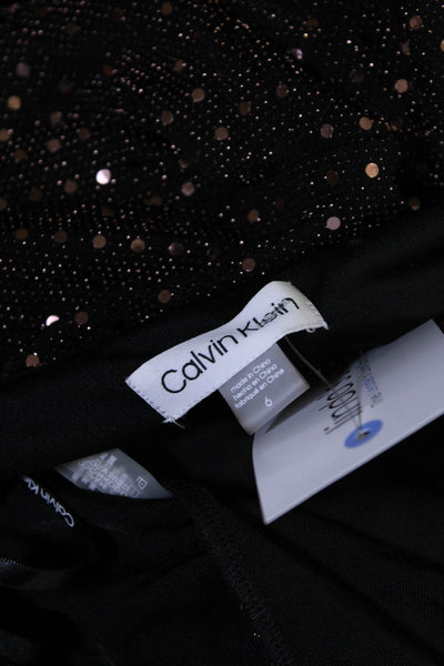 Calvin Klein Women's V-Neck Long Sleeves Sequin Polka Dot Mini Dress Size 6