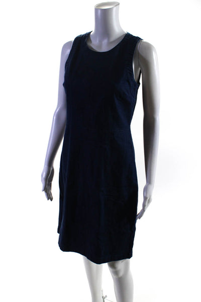 J Crew Women's Scoop Neck Sleeveless Medium Wash Denim Mini Dress Size 4