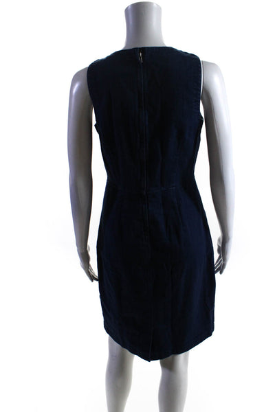J Crew Women's Scoop Neck Sleeveless Medium Wash Denim Mini Dress Size 4