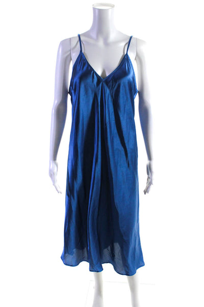 Munthe Womens Ruffled Tiered Maxi Sleeveless Slip-On Dress Blue Size EUR42