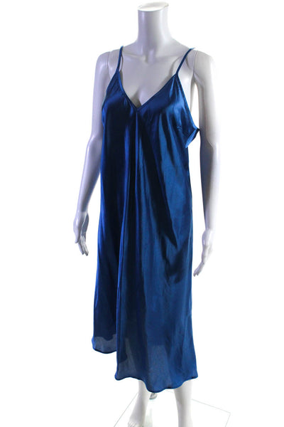 Munthe Womens Ruffled Tiered Maxi Sleeveless Slip-On Dress Blue Size EUR42