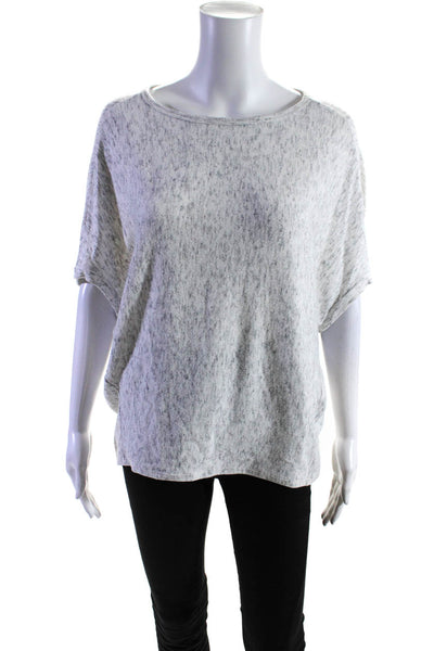 Michael Stars Womens Knit Round Neck Short Batwing Sleeve Blouse Top Gray Size M