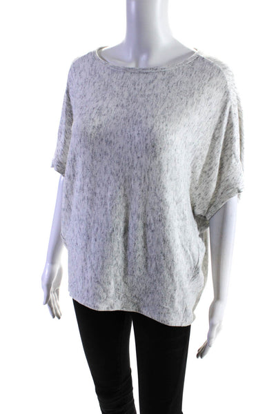 Michael Stars Womens Knit Round Neck Short Batwing Sleeve Blouse Top Gray Size M