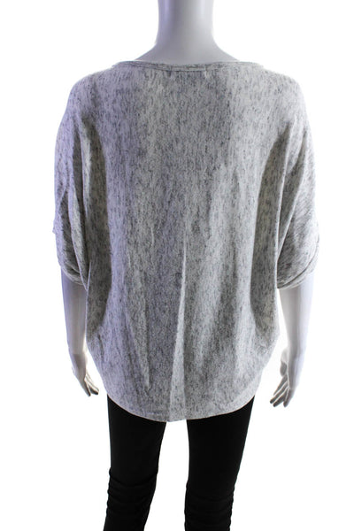 Michael Stars Womens Knit Round Neck Short Batwing Sleeve Blouse Top Gray Size M