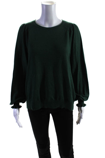 Joie Womens Cotton Knit Long Sleeve Round Neck Pullover Sweater Green Size M