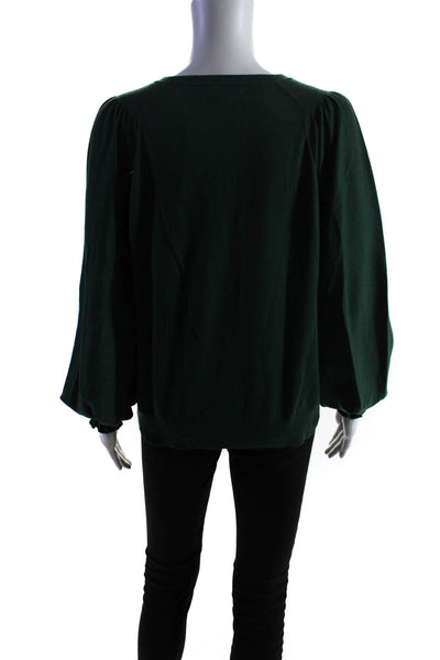 Joie Womens Cotton Knit Long Sleeve Round Neck Pullover Sweater Green Size M