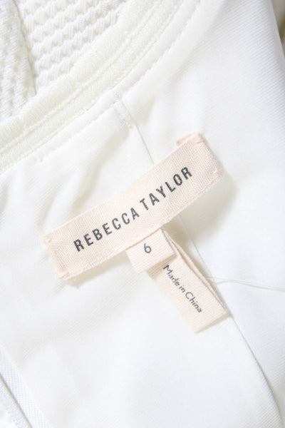 Rebecca Taylor Women's Short Sleeve A Line Mini Dress White Size 6
