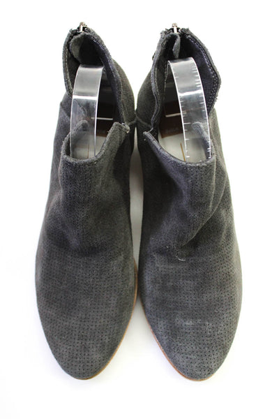 Dolce Vita Womens Perforated Suede Ankle Boots Gray Size 7.5