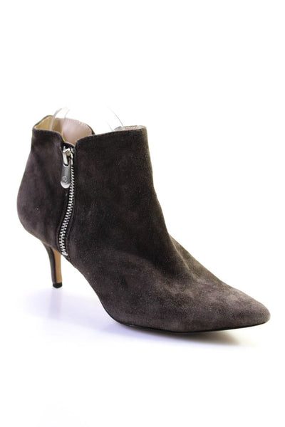 Adrienne Vittadini Womens Suede Pointed Toe Ankle Boots Gray Size 7.5 Medium