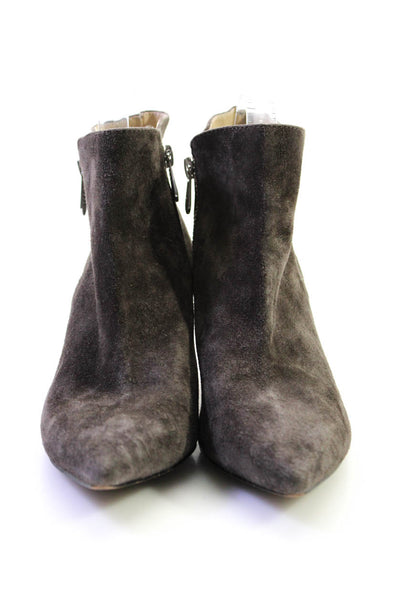 Adrienne Vittadini Womens Suede Pointed Toe Ankle Boots Gray Size 7.5 Medium