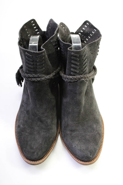 Dolce Vita Womens Suede Laser Cut Ankle Boots Gray Size 7