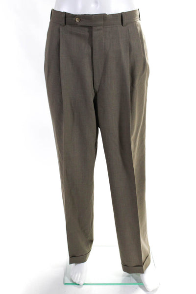 Neiman Marcus Mens Brown Glen Plaid Two Button Blazer Pants Suit Set Size 42