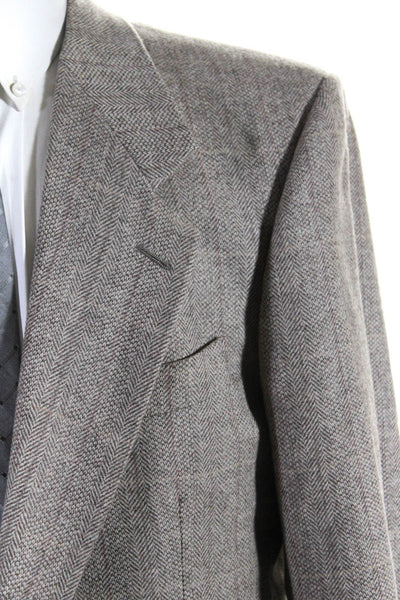 Hartmarx Specialty Stores Mens Brown Wool Herringbone Two Button Blazer Size 40R