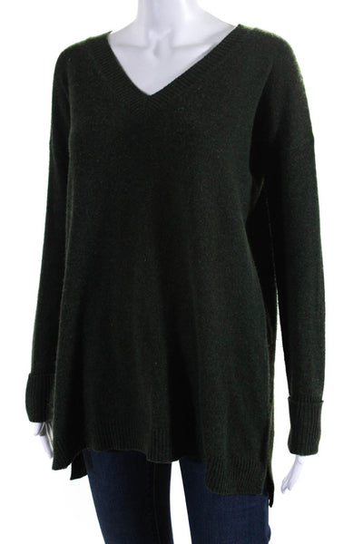 Philosophy By Republic Womens V Neck Tunic Pullover Sweater Green Cashmere Small