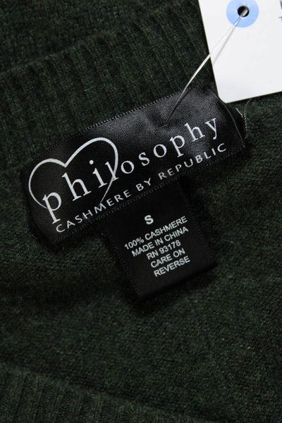 Philosophy By Republic Womens V Neck Tunic Pullover Sweater Green Cashmere Small