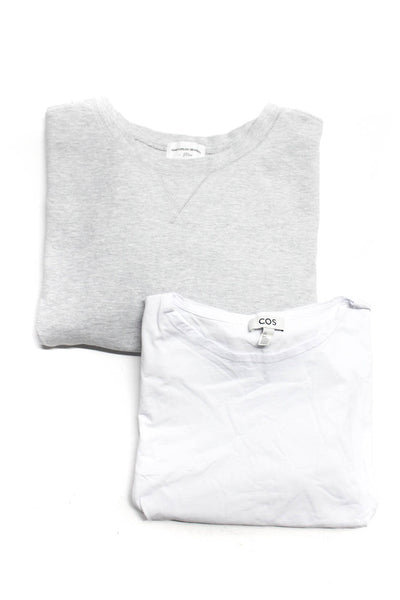 Cos J Crew Womens Cotton Long Sleeve Basic T shirt White Size L Lot 2