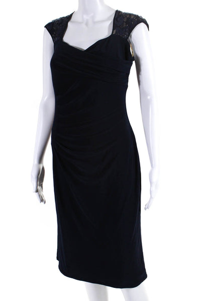 Lauren Ralph Lauren Womens Navy Blue Ruched Sleeveless Shift Dress Size 10