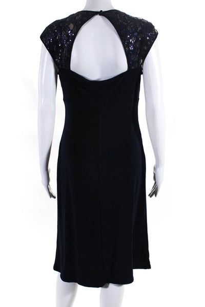 Lauren Ralph Lauren Womens Navy Blue Ruched Sleeveless Shift Dress Size 10