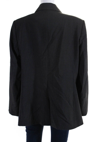 Calvin Klein Womens Solid Gray One Button Long Sleeve Blazer Size 16W