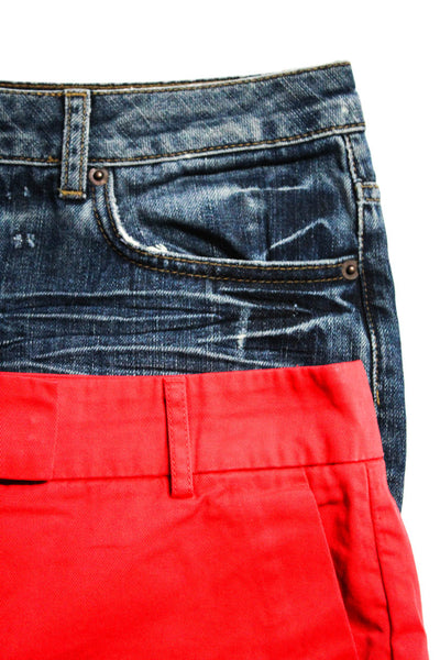 Zara Woman J Crew Womens Denim Jean Skirt Chino Shorts Blue Red Size 10 8 Lot 2