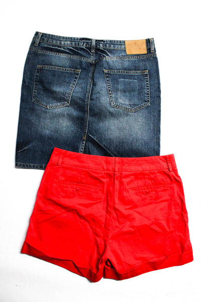 Zara Woman J Crew Womens Denim Jean Skirt Chino Shorts Blue Red Size 10 8 Lot 2