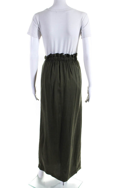 BCBGMAXAZRIA Womens Split Hem Drawstring Waist Straight Skirt Olive Green Size M