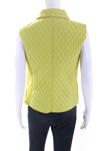 Weekend Max Mara Womens Quilted Collared Sleeveless Coat Vest Yellow Size 6