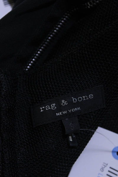 Rag & Bone Womens Silk Woven Mesh Sleeveless Back-Zip Blouse Top Black Size S