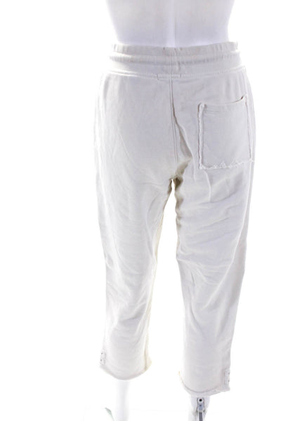 ATM Womens Cotton Grommet Studded Hem Straight Leg Sweatpants White Size S