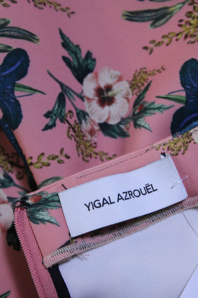 Yigal Azrouel Womens Floral Print Dated Zipped Midi Pencil Skirt Pink Size M