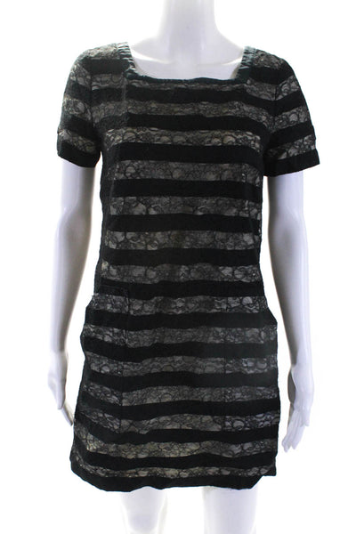 Marc By Marc Jacobs Womens Lace Striped Shift Dress Black Size Small