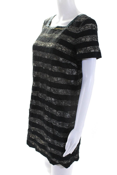 Marc By Marc Jacobs Womens Lace Striped Shift Dress Black Size Small