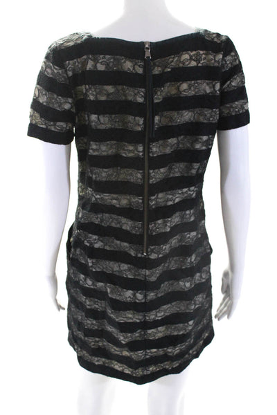 Marc By Marc Jacobs Womens Lace Striped Shift Dress Black Size Small