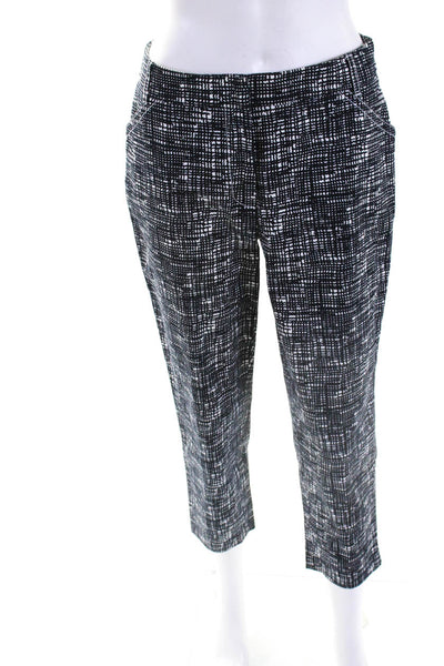 Max Mara Womens Cotton Abstract Print Mid-Rise Tapered Pants Navy Size 4