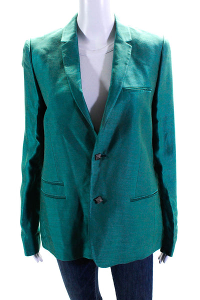 Zadig & Voltaire Womens V-Neck Notch Collar 2 Button Blazer Jacket Green Size 40