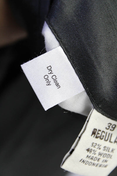 Pronto Uomo Mens Silk Tweed Windowpane Print Two Button Blazer Gray Size 39 R