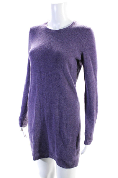 Polo Ralph Lauren Womens Suede Elbow Patch Sweater Dress Purple Brown Size XS