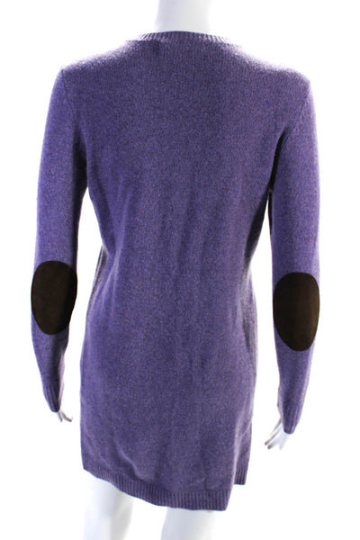 Polo Ralph Lauren Womens Suede Elbow Patch Sweater Dress Purple Brown Size XS
