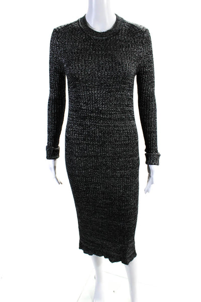 Isabel Marant Womens Long Sleeved Side Slit Midi Sweater Dress Black Size 42