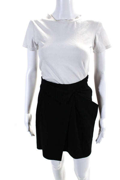 Vanessa Bruno Womens Faux Wrap Draped Mini Skirt Black Wool Size EUR 36